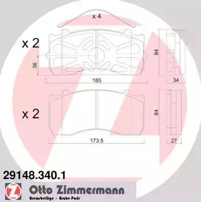 Zimmermann 29148.340.1 - Bremžu uzliku kompl., Disku bremzes www.autospares.lv