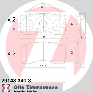 Zimmermann 29148.340.3 - Bremžu uzliku kompl., Disku bremzes www.autospares.lv