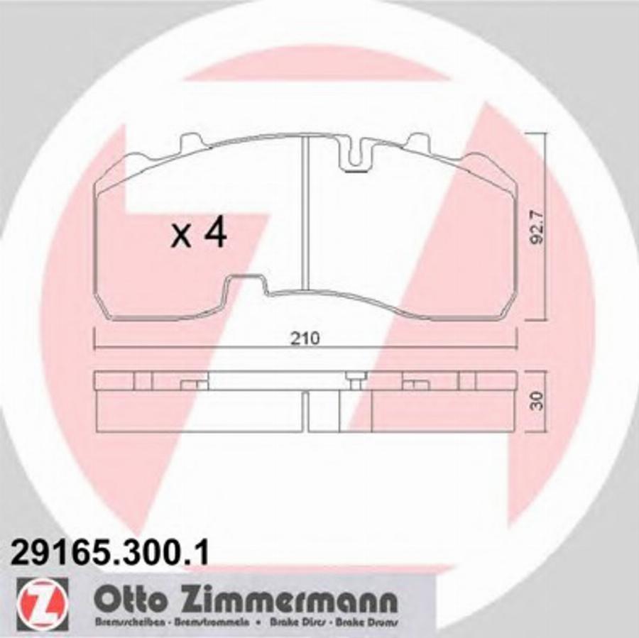 Zimmermann 29165.300.1 - Brake Pad Set, disc brake www.autospares.lv