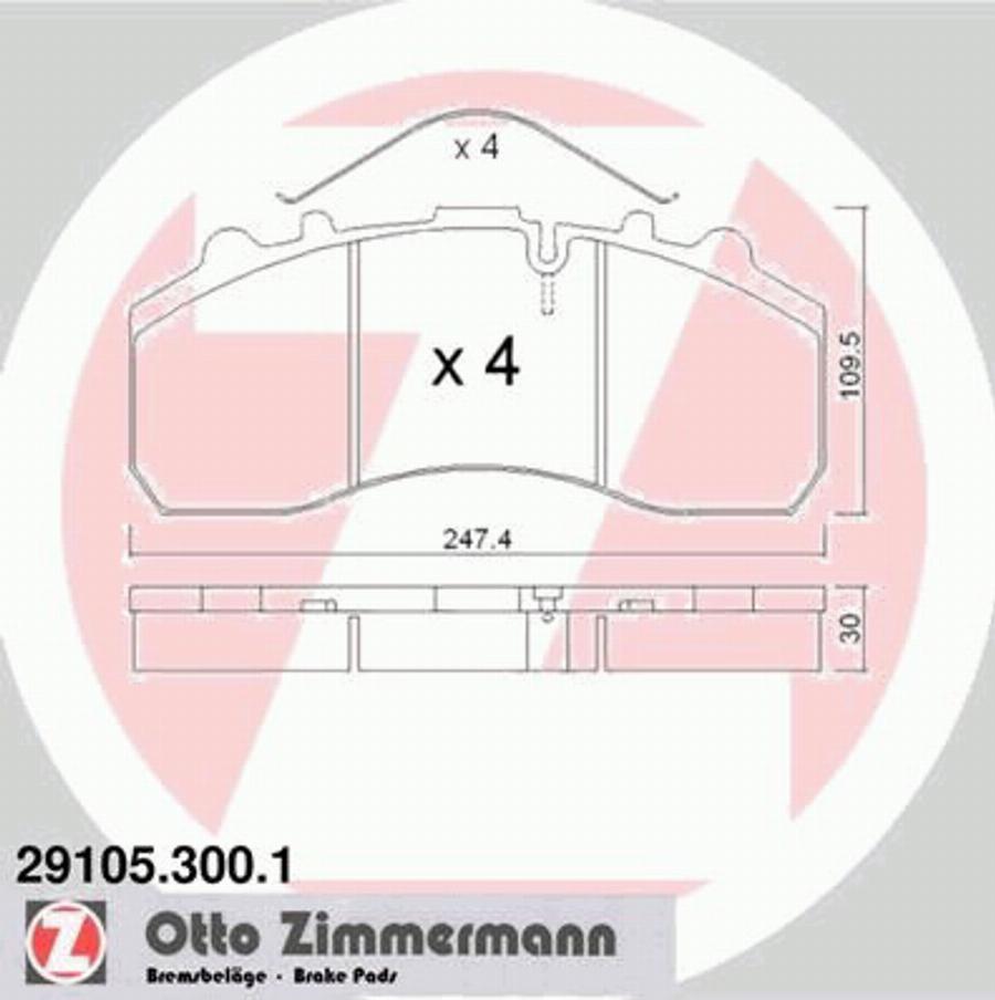 Zimmermann 291053001 - Brake Pad Set, disc brake www.autospares.lv