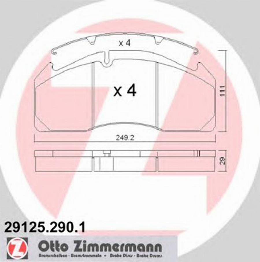 Zimmermann 29125.290.1 - Bremžu uzliku kompl., Disku bremzes www.autospares.lv