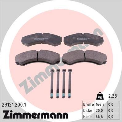 Zimmermann 29121.200.1 - Bremžu uzliku kompl., Disku bremzes www.autospares.lv