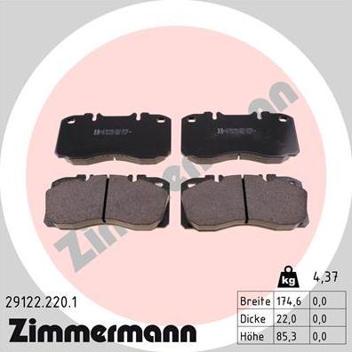 Zimmermann 29122.220.1 - Bremžu uzliku kompl., Disku bremzes autospares.lv