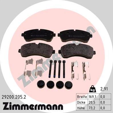 Zimmermann 29200.205.2 - Bremžu uzliku kompl., Disku bremzes autospares.lv