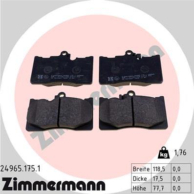 Zimmermann 24965.175.1 - Bremžu uzliku kompl., Disku bremzes www.autospares.lv