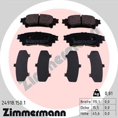 Zimmermann 24918.150.1 - Bremžu uzliku kompl., Disku bremzes www.autospares.lv