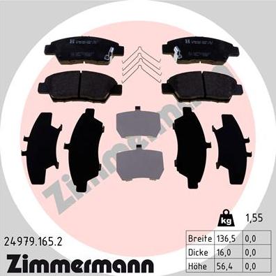 Zimmermann 24979.165.2 - Brake Pad Set, disc brake www.autospares.lv