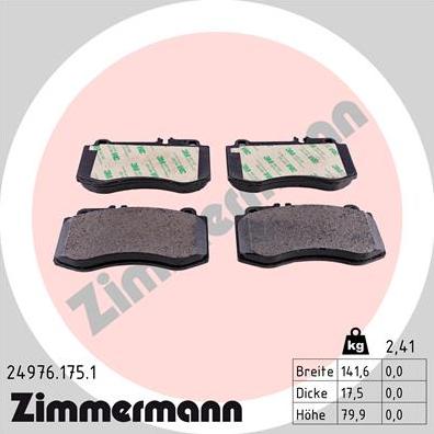 Zimmermann 24976.175.1 - Bremžu uzliku kompl., Disku bremzes www.autospares.lv