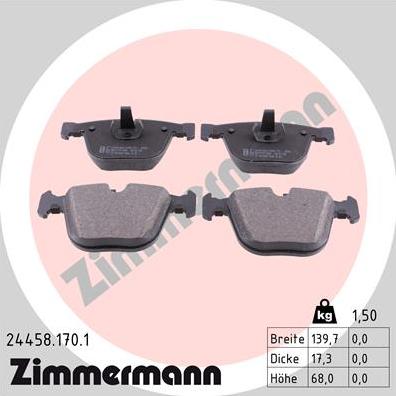 Zimmermann 24458.170.1 - Bremžu uzliku kompl., Disku bremzes www.autospares.lv