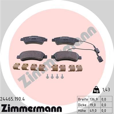 Zimmermann 24465.190.4 - Bremžu uzliku kompl., Disku bremzes autospares.lv