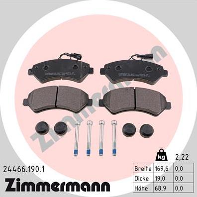 Zimmermann 24466.190.1 - Bremžu uzliku kompl., Disku bremzes www.autospares.lv