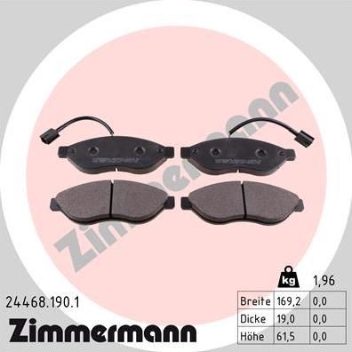 Zimmermann 24468.190.1 - Bremžu uzliku kompl., Disku bremzes www.autospares.lv