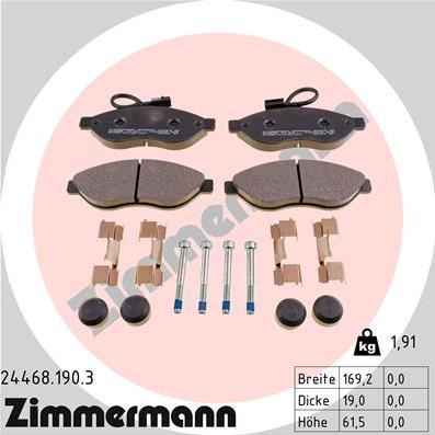 Zimmermann 24468.190.3 - Bremžu uzliku kompl., Disku bremzes autospares.lv