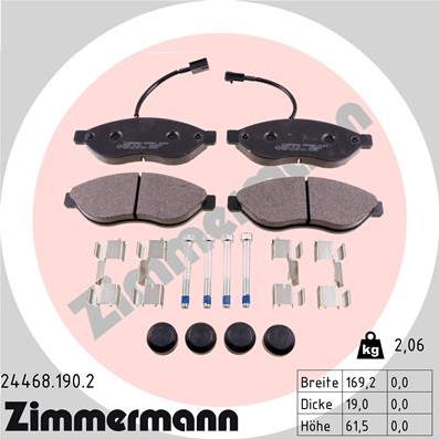 Zimmermann 24468.190.2 - Bremžu uzliku kompl., Disku bremzes autospares.lv