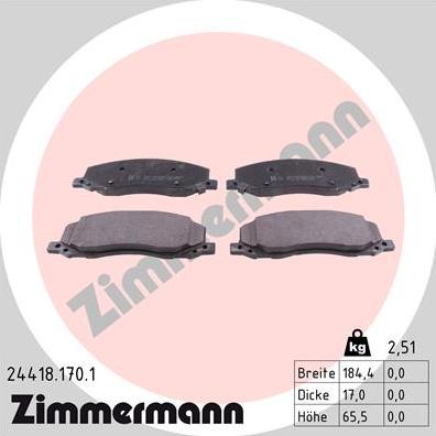 Zimmermann 24418.170.1 - Bremžu uzliku kompl., Disku bremzes www.autospares.lv