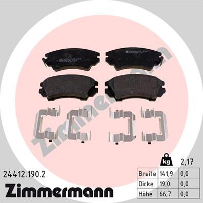 Zimmermann 24412.190.2 - Bremžu uzliku kompl., Disku bremzes autospares.lv