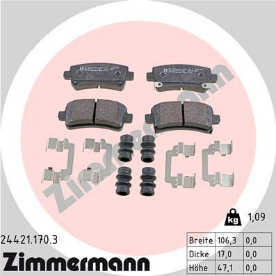 Zimmermann 24421.170.3 - Bremžu uzliku kompl., Disku bremzes www.autospares.lv