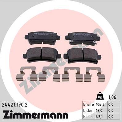 Zimmermann 24421.170.2 - Bremžu uzliku kompl., Disku bremzes www.autospares.lv