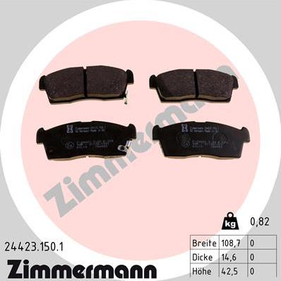 Zimmermann 24423.150.1 - Тормозные колодки, дисковые, комплект www.autospares.lv