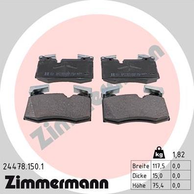 Zimmermann 24478.150.1 - Bremžu uzliku kompl., Disku bremzes www.autospares.lv