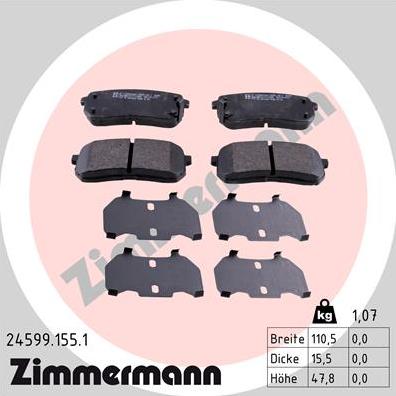 Zimmermann 24599.155.1 - Bremžu uzliku kompl., Disku bremzes www.autospares.lv