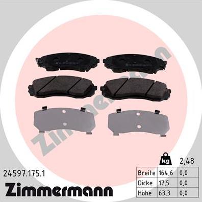 Zimmermann 24597.175.1 - Bremžu uzliku kompl., Disku bremzes www.autospares.lv