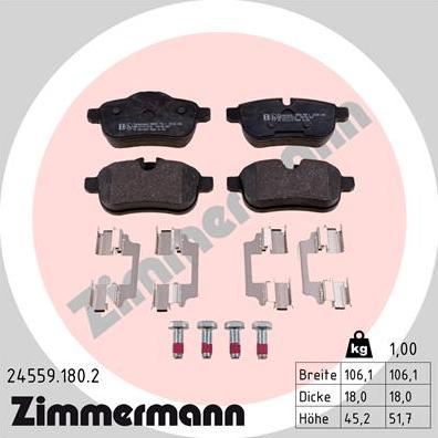 Zimmermann 24559.180.2 - Bremžu uzliku kompl., Disku bremzes www.autospares.lv