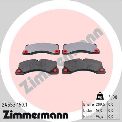 Zimmermann 24553.160.1 - Bremžu uzliku kompl., Disku bremzes www.autospares.lv