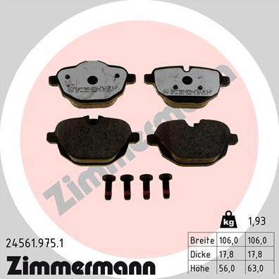 Zimmermann 24561.975.1 - Bremžu uzliku kompl., Disku bremzes www.autospares.lv