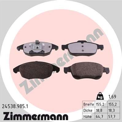 Zimmermann 24538.985.1 - Bremžu uzliku kompl., Disku bremzes autospares.lv