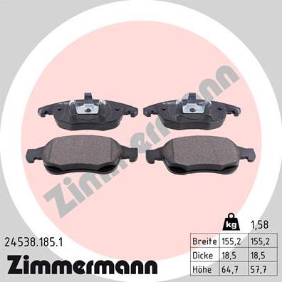 Zimmermann 24538.185.1 - Bremžu uzliku kompl., Disku bremzes www.autospares.lv