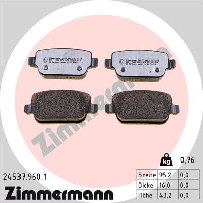 Zimmermann 24537.960.1 - Bremžu uzliku kompl., Disku bremzes www.autospares.lv