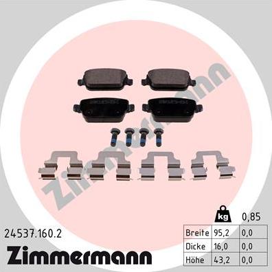 Zimmermann 24537.160.2 - Bremžu uzliku kompl., Disku bremzes autospares.lv