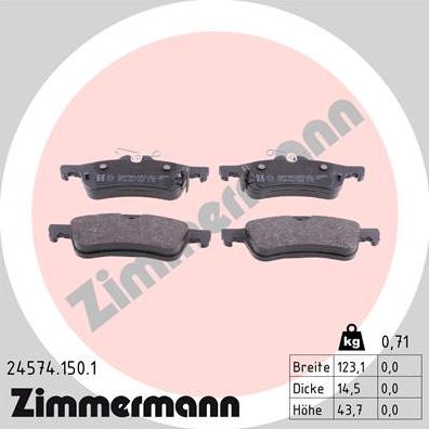 Zimmermann 24574.150.1 - Brake Pad Set, disc brake www.autospares.lv