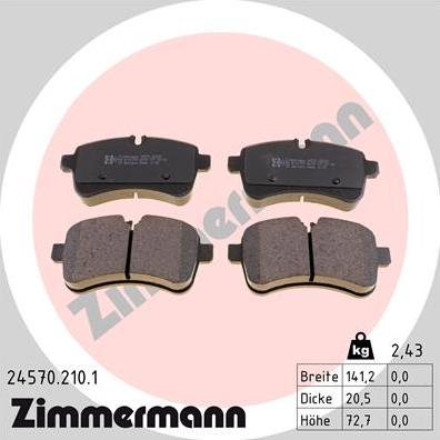 Zimmermann 24570.210.1 - Bremžu uzliku kompl., Disku bremzes www.autospares.lv