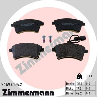 Zimmermann 24693.175.2 - Bremžu uzliku kompl., Disku bremzes www.autospares.lv