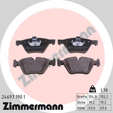 Zimmermann 24697.190.1 - Bremžu uzliku kompl., Disku bremzes www.autospares.lv