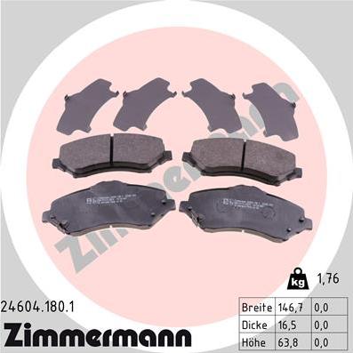 Zimmermann 24604.180.1 - Bremžu uzliku kompl., Disku bremzes www.autospares.lv