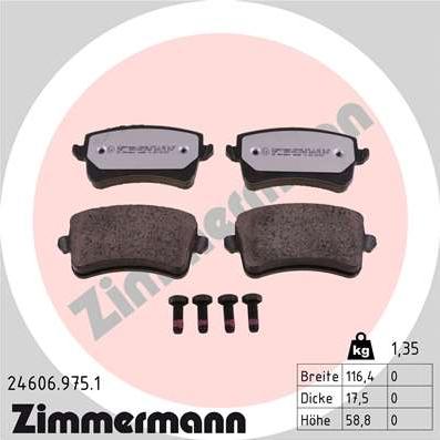 Zimmermann 24606.975.1 - Тормозные колодки, дисковые, комплект www.autospares.lv