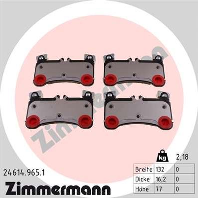 Zimmermann 24614.965.1 - Тормозные колодки, дисковые, комплект www.autospares.lv