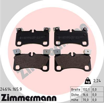 Zimmermann 24614.165.9 - Тормозные колодки, дисковые, комплект www.autospares.lv