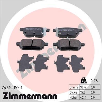 Zimmermann 24610.155.1 - Bremžu uzliku kompl., Disku bremzes www.autospares.lv