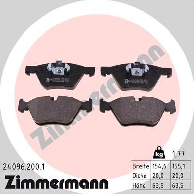 Zimmermann 24096.200.1 - Bremžu uzliku kompl., Disku bremzes www.autospares.lv