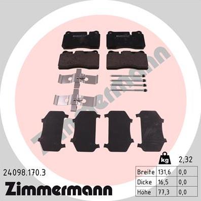 Zimmermann 24098.170.3 - Bremžu uzliku kompl., Disku bremzes www.autospares.lv