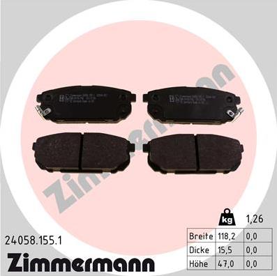 Zimmermann 24058.155.1 - Bremžu uzliku kompl., Disku bremzes autospares.lv