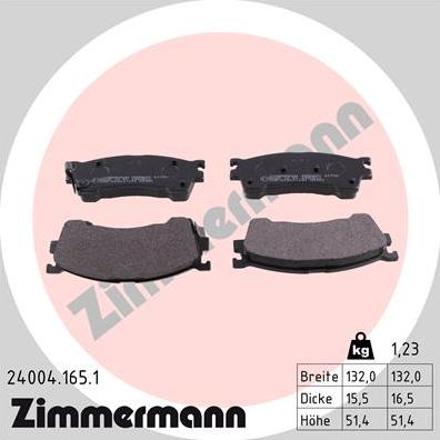 Zimmermann 24004.165.1 - Brake Pad Set, disc brake www.autospares.lv