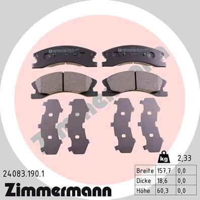 Zimmermann 24083.190.1 - Bremžu uzliku kompl., Disku bremzes www.autospares.lv