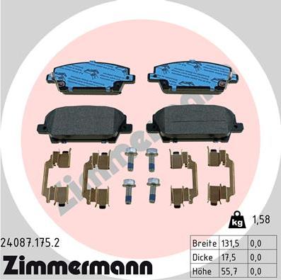 Zimmermann 24087.175.2 - Bremžu uzliku kompl., Disku bremzes www.autospares.lv