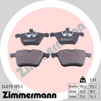 Zimmermann 24079.185.1 - Bremžu uzliku kompl., Disku bremzes autospares.lv