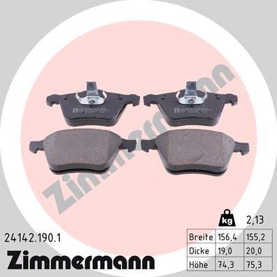 Zimmermann 24142.190.1 - Bremžu uzliku kompl., Disku bremzes autospares.lv